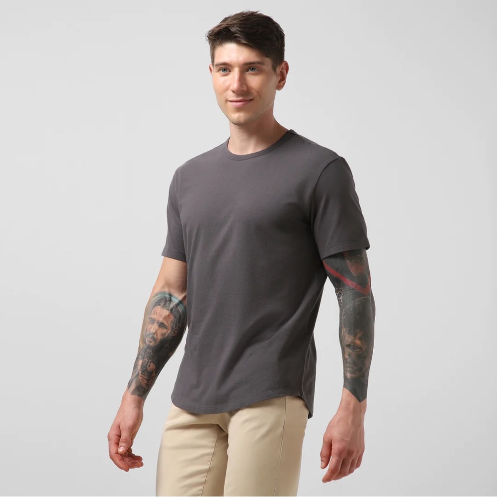 Bear Bottom Supima Curved Tee Black Large